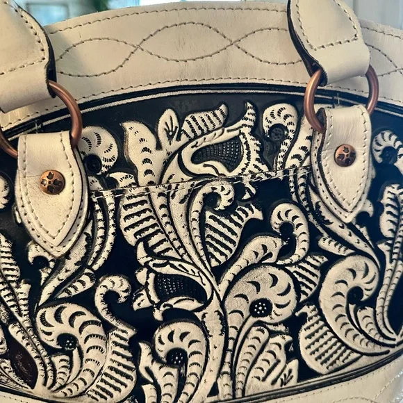 Patricia Nash White & Black Embossed Tassel Tote - Picture 11 of 11